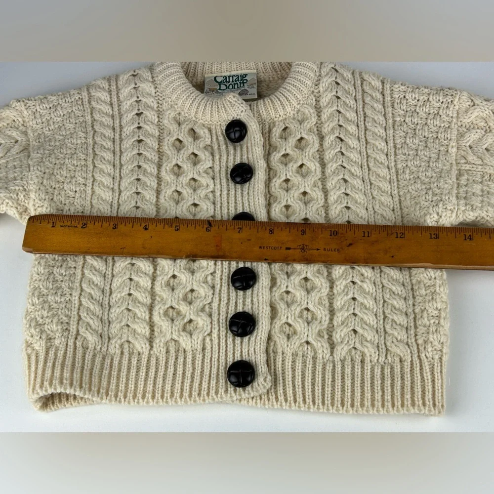 CREAM IVORY COLOR CARRAIG DONN ARAN NEW WOOL TODDLER SMALL SWEATER